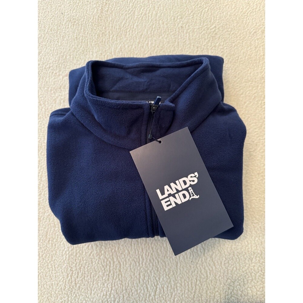 Lands' End Fleece Quarter-Zip Pullover Deep Sea Navy Blue Women's Plus Sz 2X New - Picture 4 of 9